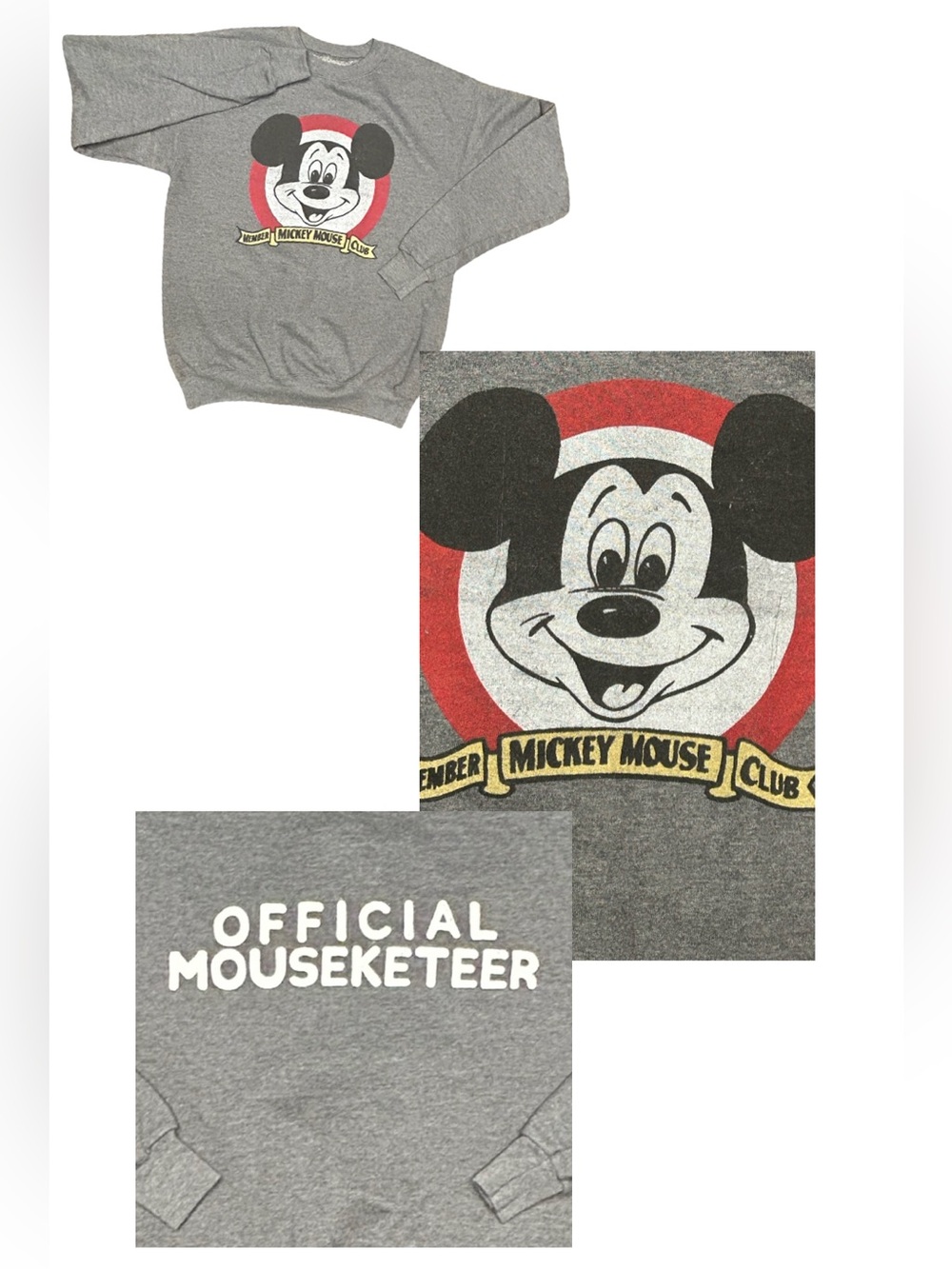 Disney Parks Mickey Mouse Club official Mouseketeer gray crewneck sweatshirt S